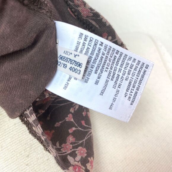 Vintage Y2K Tank Top American Eagle Outfitter Small Brown Calico Print Knit Boho - Picture 9 of 10